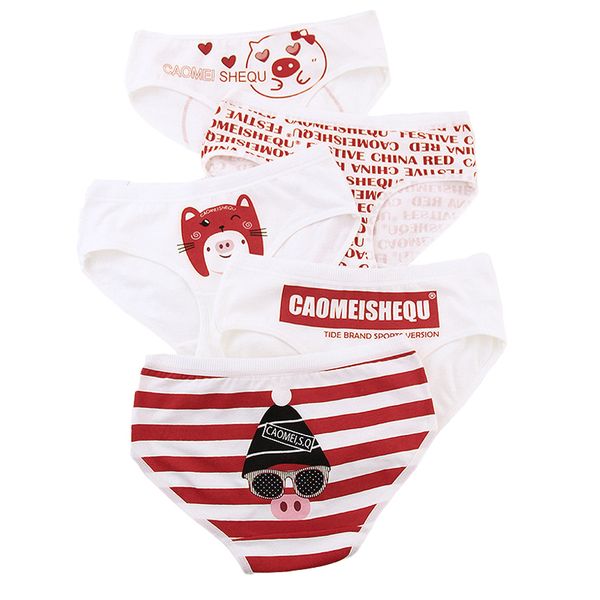 

2019 new teenage underpants pig printed young girl briefs cartoon red panties girl cotton panties kids underwear 8005, Camo