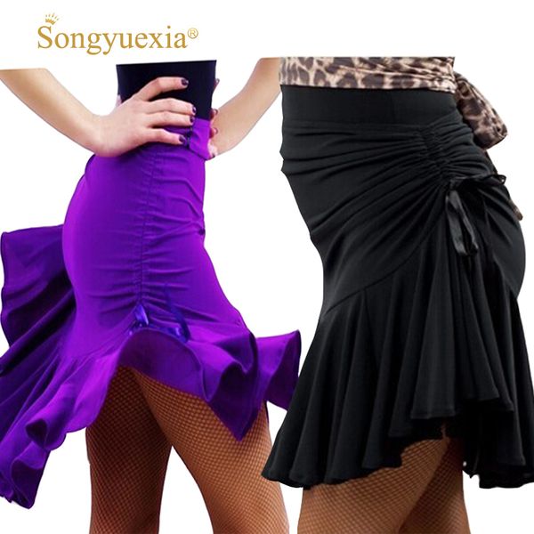 

2017 new latin salsa tango rumba cha cha ballroom dance dress skirt black purple square dance latin dancewear for women, Black;red