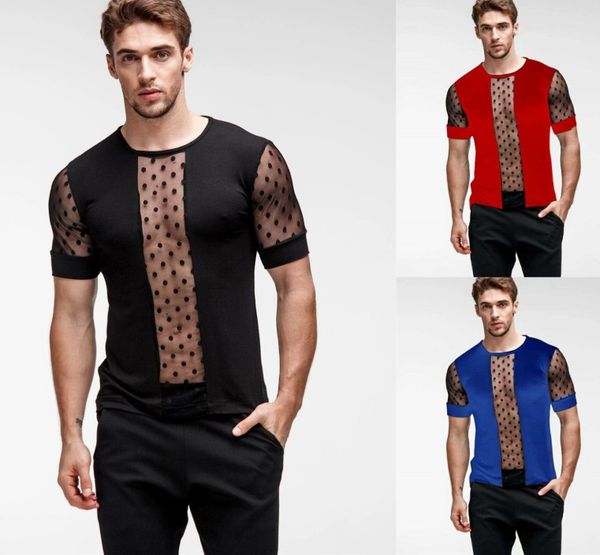 Mens Designer Hip Hop magliette 2020 New Style Sexy Sheer T Shirt Moda uomo con pannelli Slim Fit T-shirt Estate manica corta Tee Skate Top