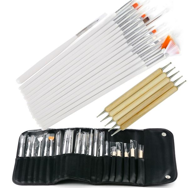 

hobbylane 20 pcs/set professional nail art tool nail brush dotting painting drawing pen art brush gel polish brushes tools