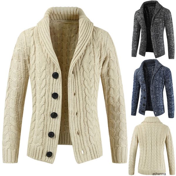 

mens designer hoodie men long sleeve lapel cardigan button knitting sweater chao keep warm coatkplp, Black