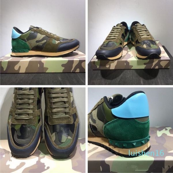 

new shoes fashion stud camouflage sneakers shoes footwear men women flats luxury designer rockrunner trainers casual shoes l16, Black