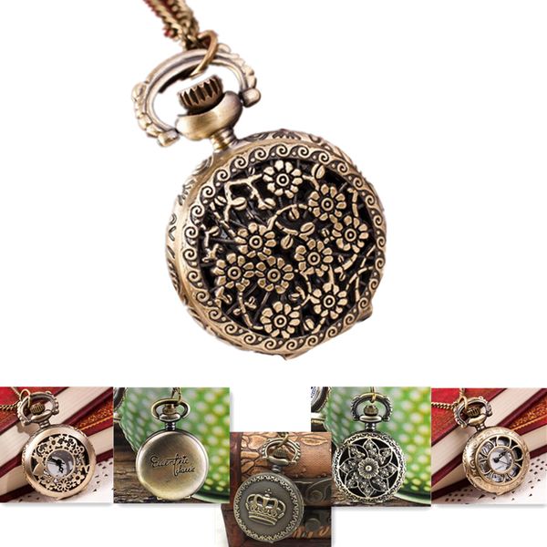 

womens mens quartz pocket watch 1 pc floral patterns bronze vintage watch necklace pendant on chain wholesale 30m12, Slivery;golden