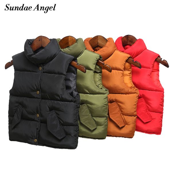 

sundae angel kids children vest boys coat thicken stand collar solid outerwear baby girl winter clothes vest for girls waistcoat, Blue