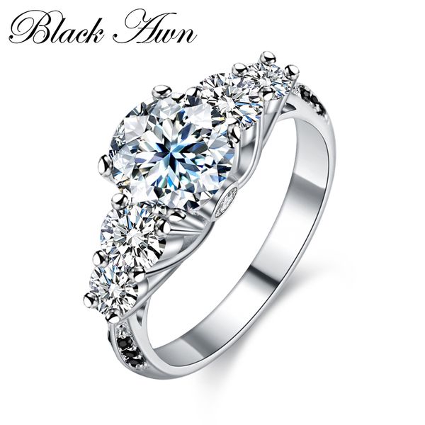 

black awn 2019 new fashion anillos mujer 925 sterling silver jewelry trendy wedding rings for women engagement ring luxury c149, Golden;silver