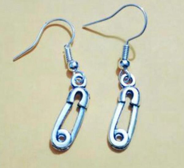 Antik Silber Windel Sicherheitsnadel Dangly Ohrring Charm Anhänger Drapieren Ohrring DIY Mode Frauen Schmuck Geschenk A573