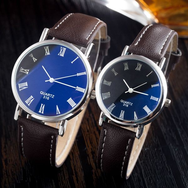 

Wholeale 2019 fa hion imple lover couple men women leather watch new ladie tudent lei ure ca ual roma ilver dial watche