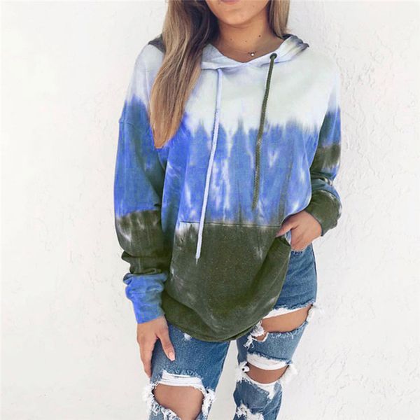 

tie dye designer womens hoodies fashion pullover long sleeve hoodies casual gradient ramp spring autumn clothing, Black