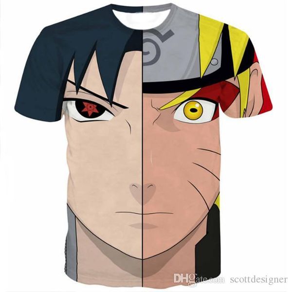 

naruto mens anime t shirts o-neck short sleeved cool loose tees teenagers designer summer causal mens clothing, White;black
