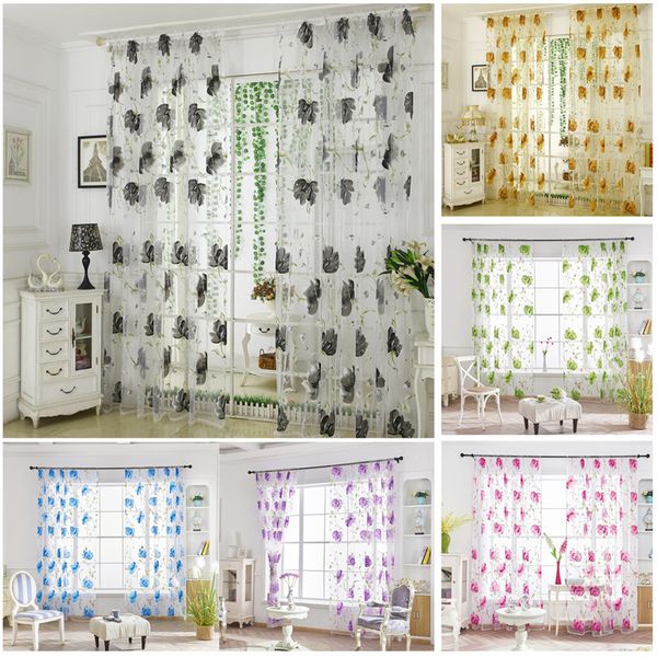 2019 Flower Yarn Curtain Panels For Living Room Kitchen Window Treatments Tulle Sheer Curtains For Kids Bedroom Jarl Home Decor Voile Drapes From