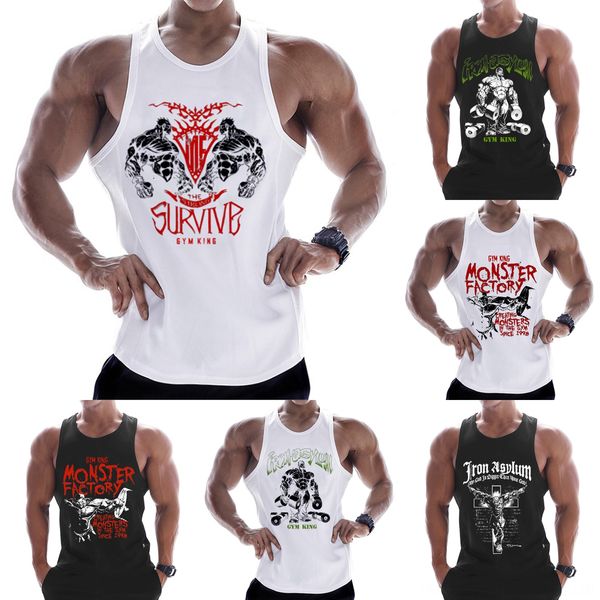 

mens bodybuilding stringer tank back gym workout sports vest shirt outdoor wear athletic & outdoor apparel muscle traininig exercise clo, Gray;blue