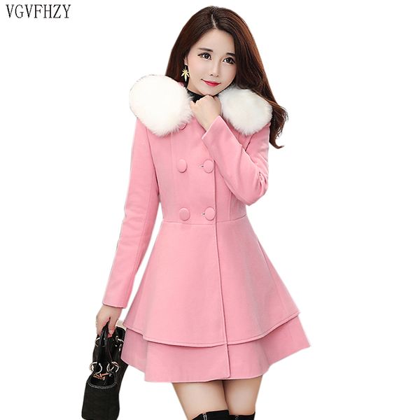 

2019 new women outerwear winter clothing fashion warm woolen blends female elegant double breasted woolen coat, Black
