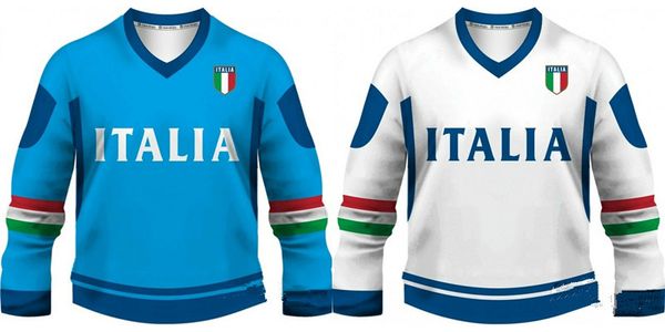 

new 2019 team italy world championship hockey jersey embroidery stitched customize any number and name jerseys, Black