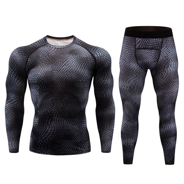 

new men's tights set quick-drying compression shirt gym fitness base men's riding tights demix long sleeve rashgard riding sport, Black;blue