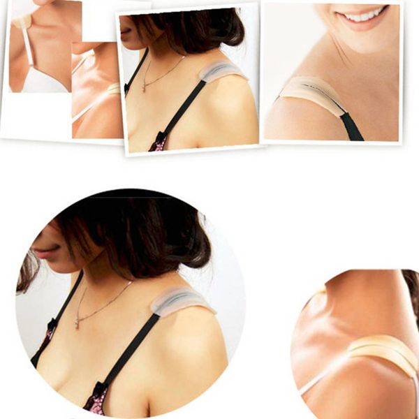 

2017 2pcs soft silicone bra strap cushions holder soft silicone non-slip shoulder pads relief pain ing, Black;white