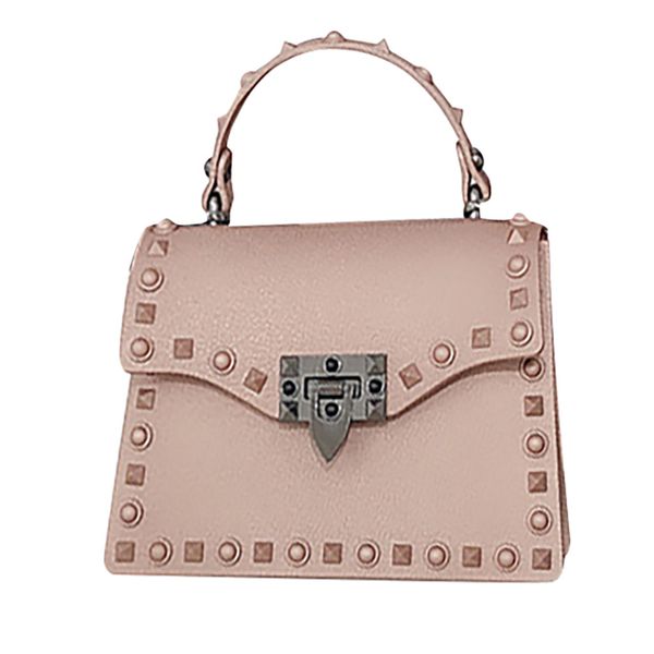 

torebki damskie pink bags women's handbag fashion dull polish rivet jelly bag single shoulder messenger bags sac main femme #c