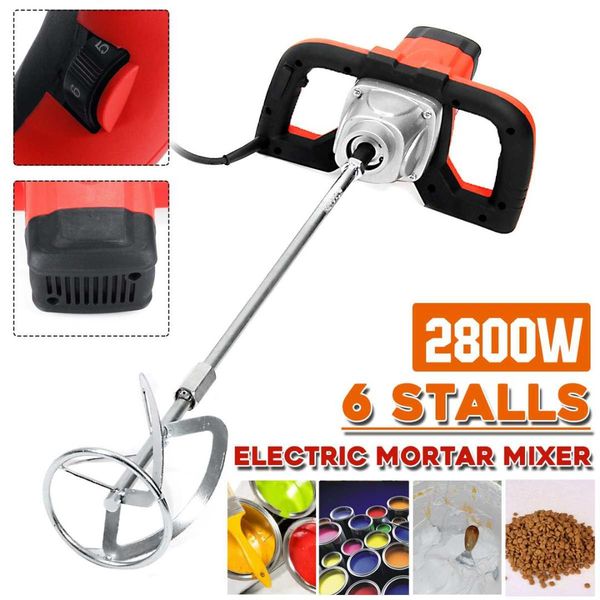 

drillpro 220v 2800w dual high low gear 6 speed handheld paint cement grout electric mortar mixer putty mixing machine