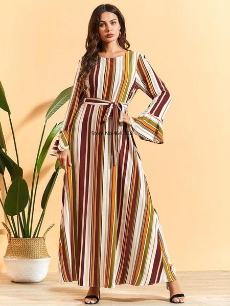 

women summer stripe bohemia long dress muslim abaya dress evening dresses caftan kaftan arabic robe femme turkey islamic, Red
