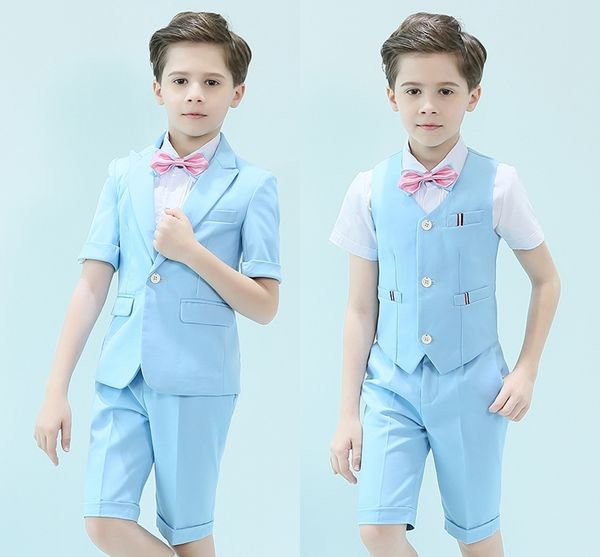 Красивый детский свадебный костюм на одной пуговице с острым лацканом, дизайнерский красивый мальчик, наряд для мальчиков на заказ (куртка + брюки + жилет)
