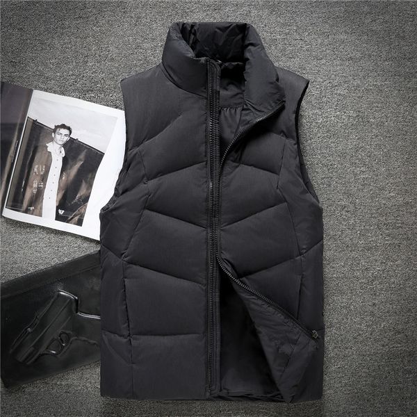

men's down vest with multi-colored fashionable stand collar, Black