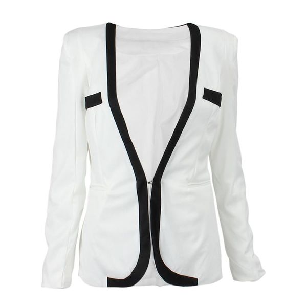 

fashion temperament spell color long sleeve slim small blazer white eu xs = asian s, White;black