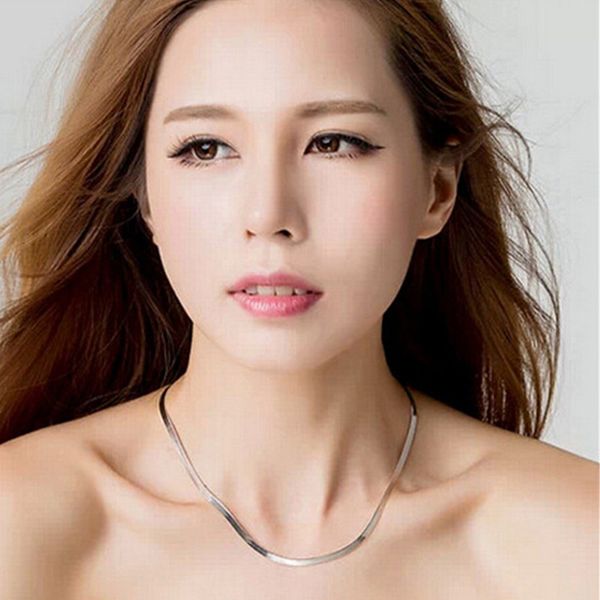 

m mism new arrival metal silver 925 jewelry choker necklace women classic snake chain joyas de plata 925 korean style kolye men