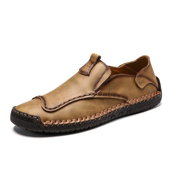 

men leather flats 2019 genuine leather mens moccasins fashion slip on shoes men's loafers brand men shoes accept dropship, Black