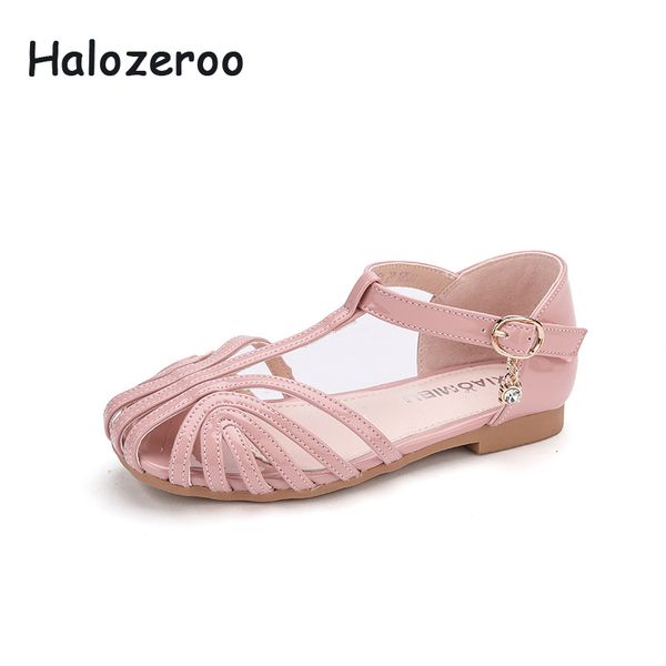 

2020 summer kids princess sandals baby girls pu leather sandals children closed toe shoes fashion beach soft flats, Black;red