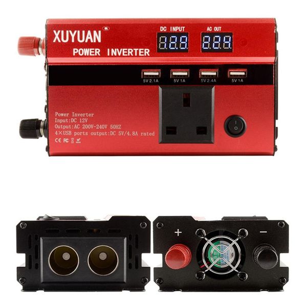 

3000w led diaplay car power inverter converter charger adapter modified sine wave with 4 usb port & 2 plug