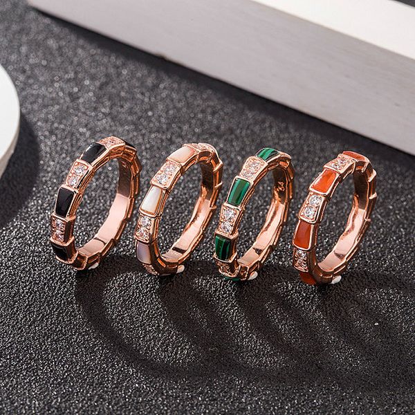 

designer women ring jewelry 925 sterling silver diamond shaped gemstone opening snake ring woman luxury engagement ring