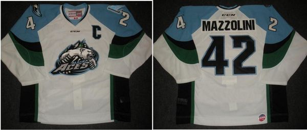 

custom men youth women vintage echl 2013 14 alaska aces 42 nick mazzolini ccm hockey jersey size s-5xl or custom any name or number, Black