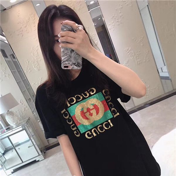 

2019 new fa hion women tee hirt letter printed de igner cotton luxury brand t hirt dg female ca ual t hirt channel