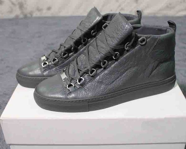 

wholesale man causal shoes arena wrinkled leather gray high cut white red black sneaker fast shipping fashion designer shoes size 39-46