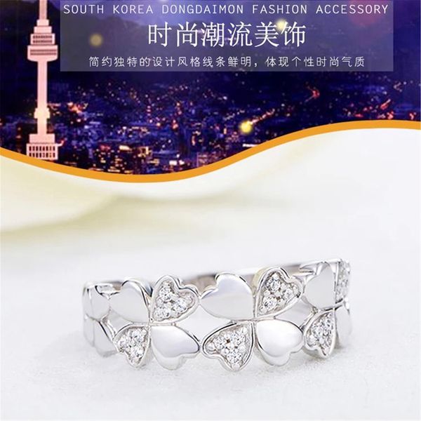 

japan and south korea temperament lucky ring grass 925 with diamond zircon ring opening creative a hair substitute, Golden;silver