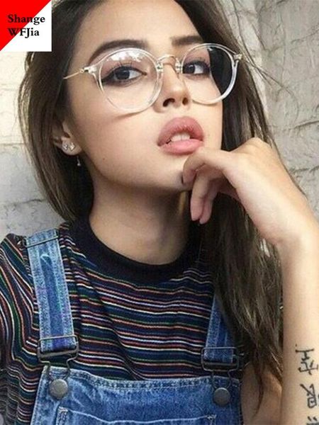 

goggle transparent retro women glasses frame fashion men eyeglasses frame round clear lens glasses optical spectacle, Black