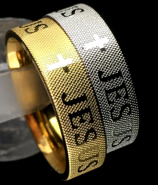 

wholesale 30pcs prayer jesus cross bible christian 316l stainless steel rings religious jewelry jesus finger ring, Silver