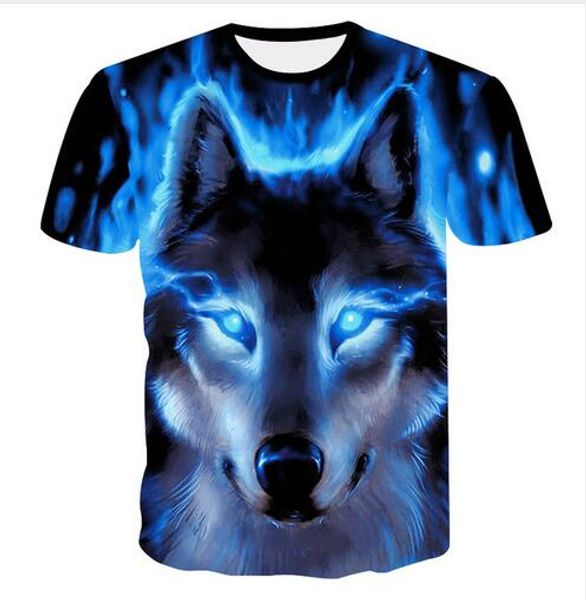 

2019 big yards t-shirt men's wolf 3d t-shirt summer clothes tshirt drw061, White;black