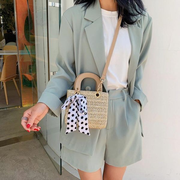 

роскошные горошек шарф соломенные женские сумки лето кружева тканые плеча сумки посыльного дизайнер сплошной цвет леди crossbody сумка