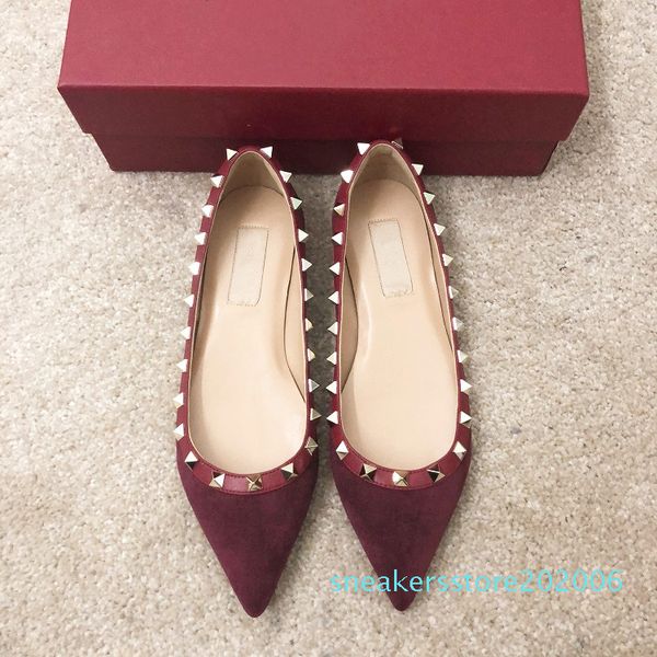 

casual designer lady fashion brand women fashion spikes point toe flats bride wedding shoes women shoes party shoes s06, Black