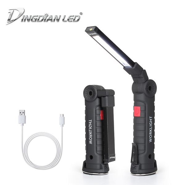 

portable usb rechargeable 5 mode cob led working light magnetic cob torch lanterna hanging hook lamp outdoor camping