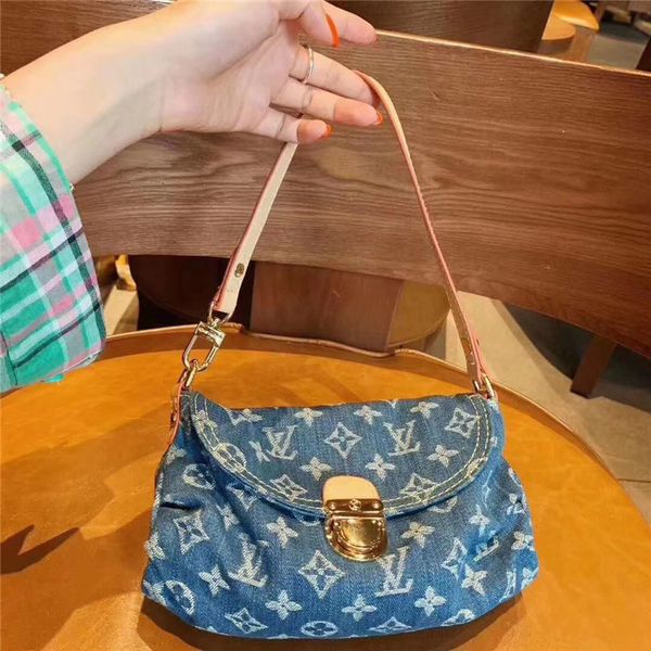 

De igner luxury handbag pur e l brand letter denim canva handbag printing pur e women de igner bag 8110