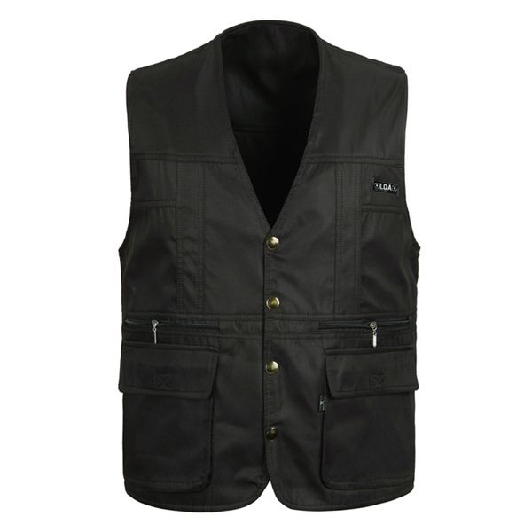 

classic thin sleeveless men jacket with many pockets summer casual pgrapher reporter multi pocket vest for male waistcoat, Black;white