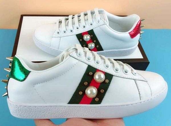 

New de igner hoe man tiger bee pearl blue red tripe di tre ed luxury hoe real canva fa hion ace neaker for women 34 46