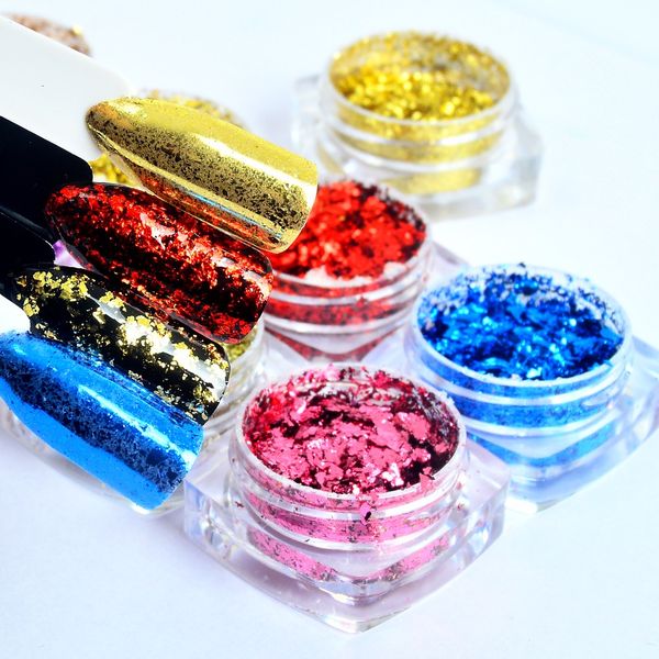 

10 colors flakes laser nail glitter mirror powder irregular diy aluminum sequins for nail tips art decorations, Silver;gold