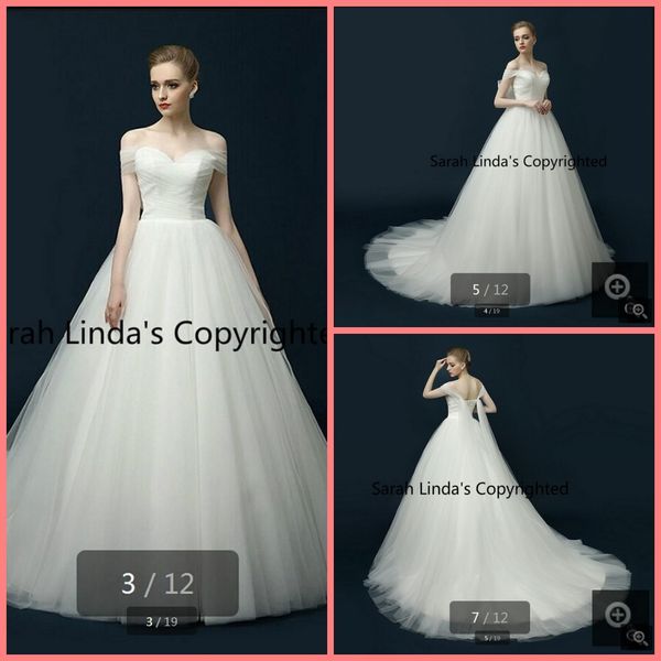 

2016 selling ball gown off the shoulder wedding dress pleated v neckline wedding gowns court train lace up bride dress, White