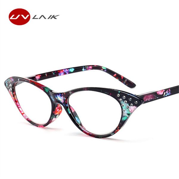 

uvlaik cat eye reading glasses women diamond eyeglasses presbyopic with diopter 1.0 1.5 2.0 2.5 3.0 3.5 4.0, White;black