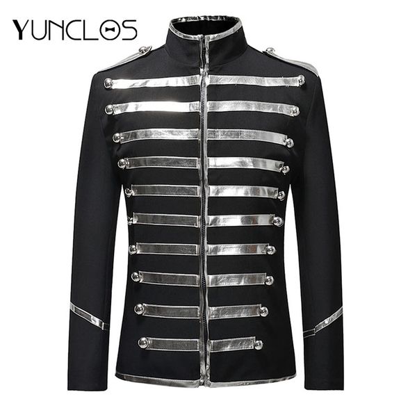 

yunclos 2019 autumn spring sequin stage suit jacket men party dress suit fashion digital printing casual drama costume blazer, White;black