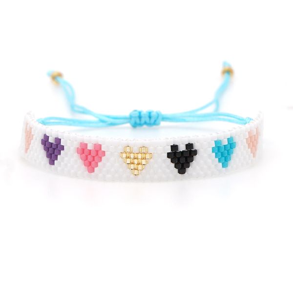 

rttooas white miyuki bracelets women beads heart-shape pattern cuff bracelet fashion simple style female jewelry 2019, Golden;silver