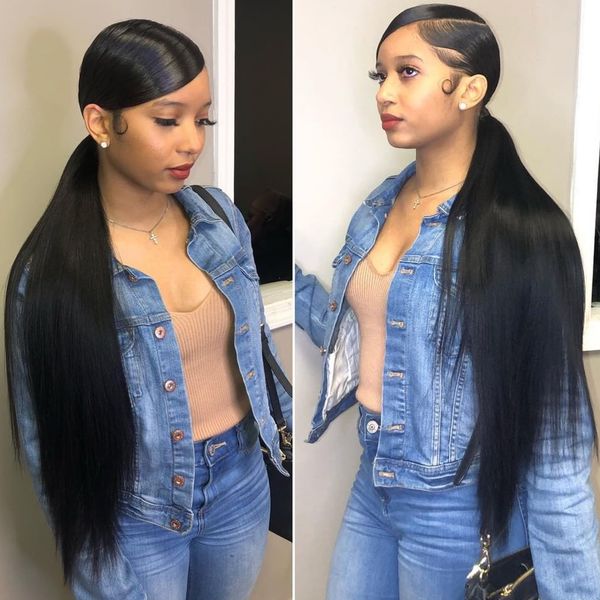 

360 lace frontal wigs pre plucked with baby hair straight peruvian remy human hair lace front wigs for black women new
