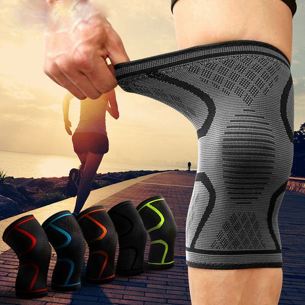

elastic compression sleeve knee support brace knee pads basketball running e, Black;gray
